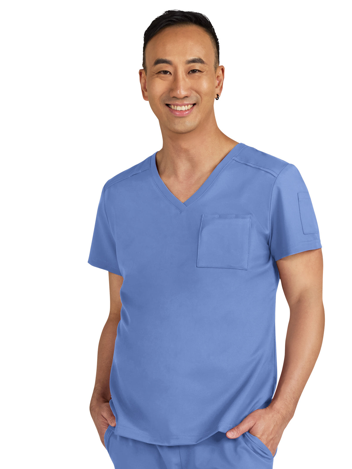 Men's Chest Pocket V-Neck Arthro Top - C650 - True Ceil