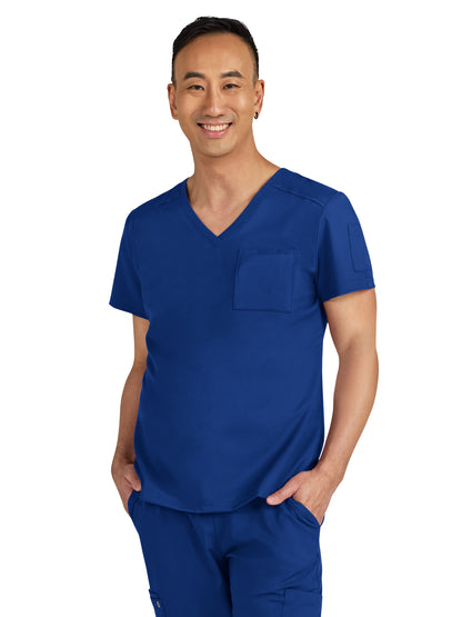 Men's Chest Pocket V-Neck Arthro Top - C650 - Galaxy