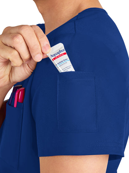 Men's Chest Pocket V-Neck Arthro Top - C650 - Galaxy