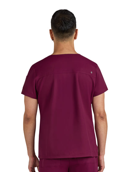 Men's Chest Pocket V-Neck Arthro Scrub Top - C650 - Wine