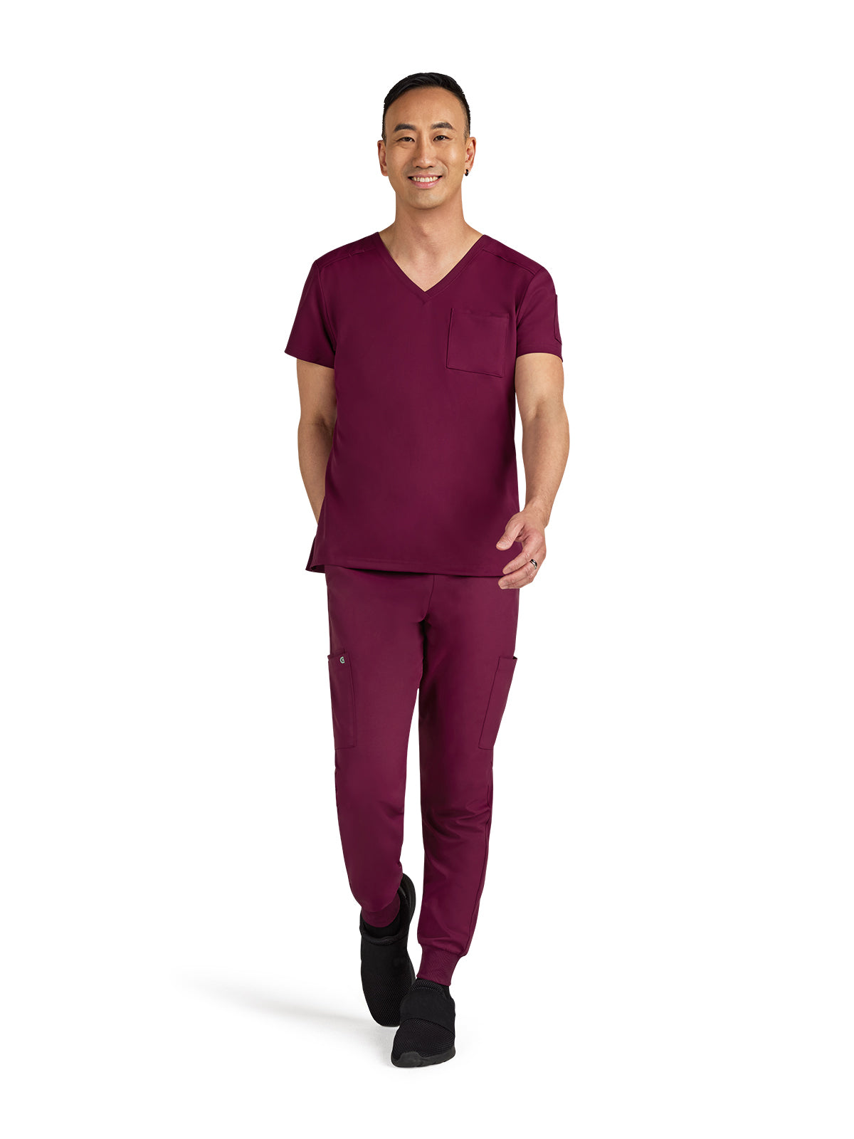 Men's Chest Pocket V-Neck Arthro Top - C650 - Wine