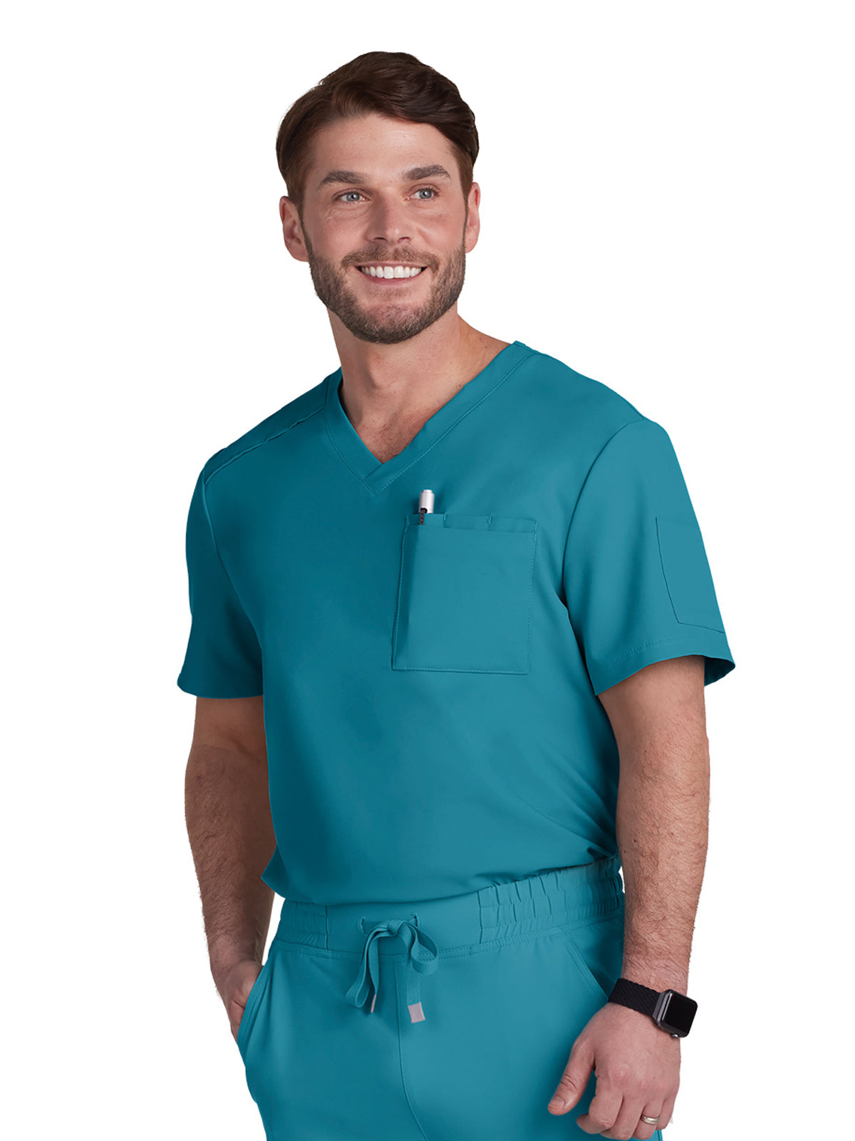 Men's Chest Pocket V-Neck Arthro Top - C650 - Teal
