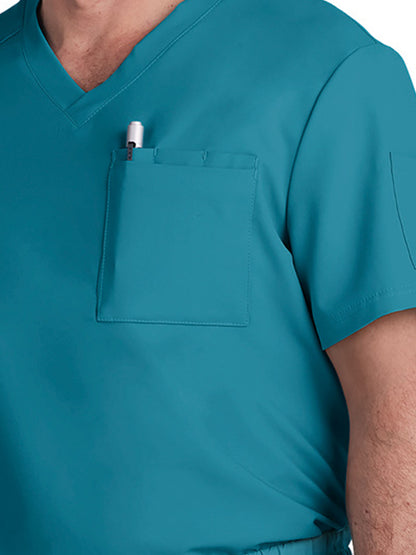 Men's Chest Pocket V-Neck Arthro Top - C650 - Teal