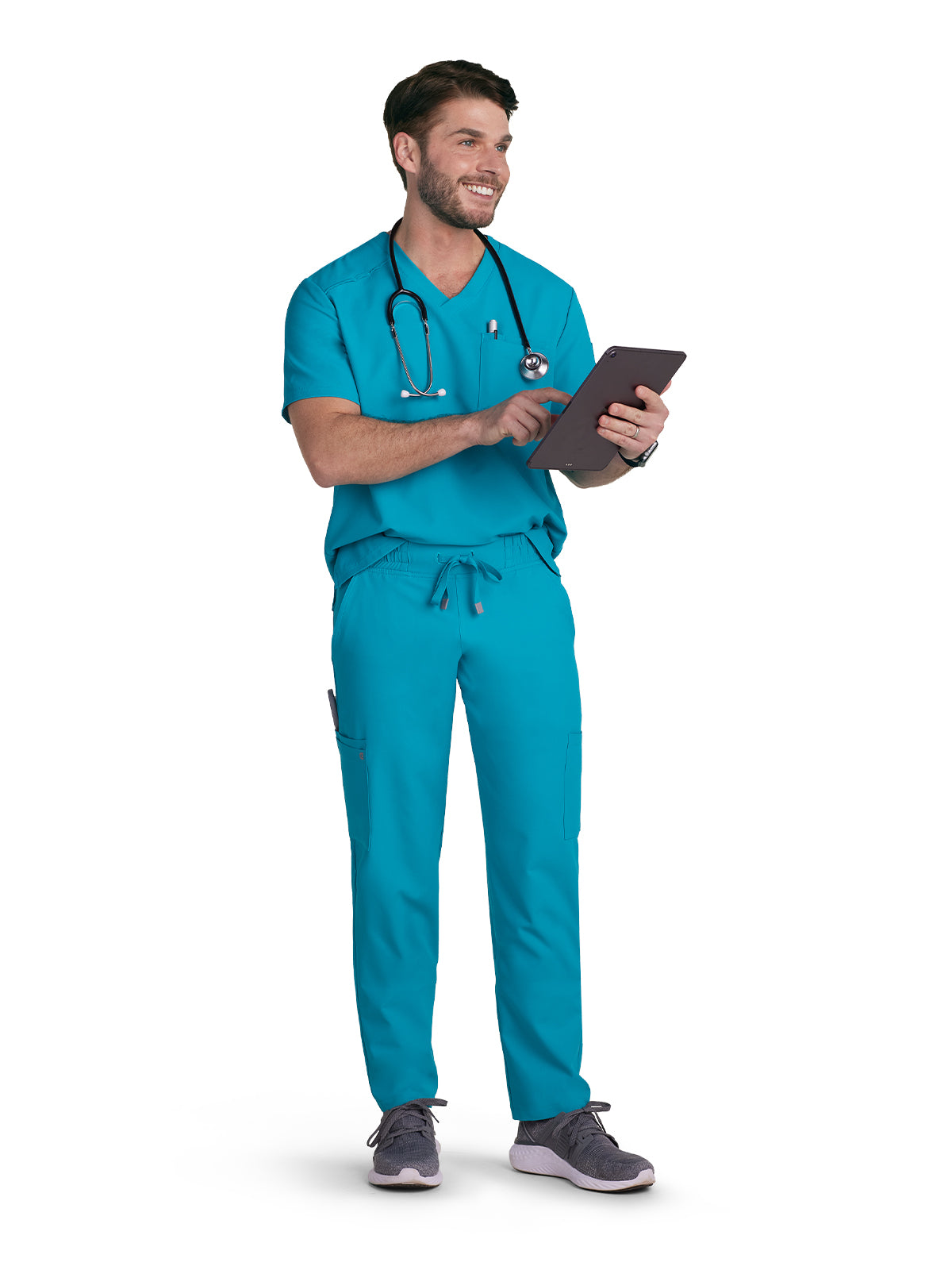 Men's Chest Pocket V-Neck Arthro Top - C650 - Teal