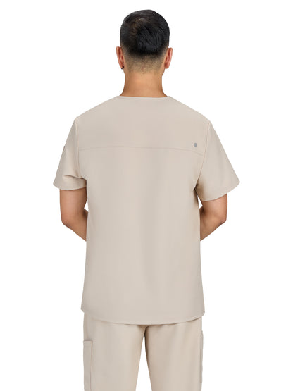 Men's Chest Pocket V-Neck Arthro Top - C650 - Khaki