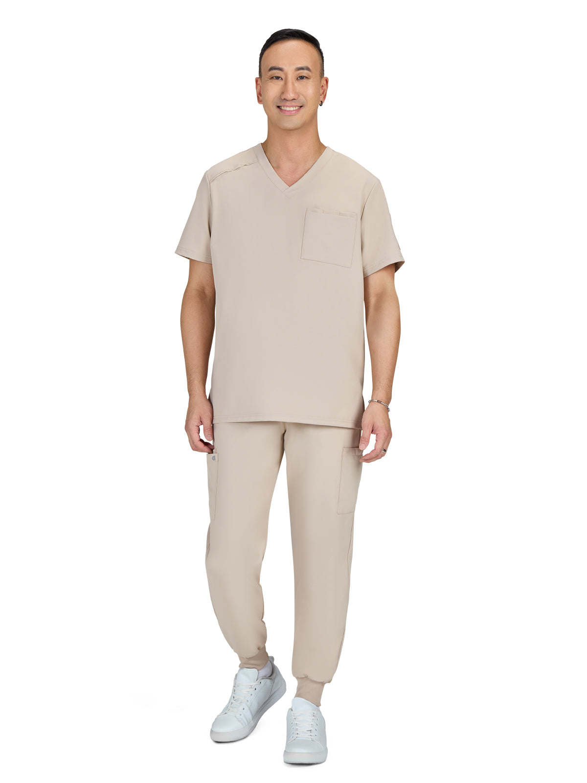 Men's Chest Pocket V-Neck Arthro Top - C650 - Khaki