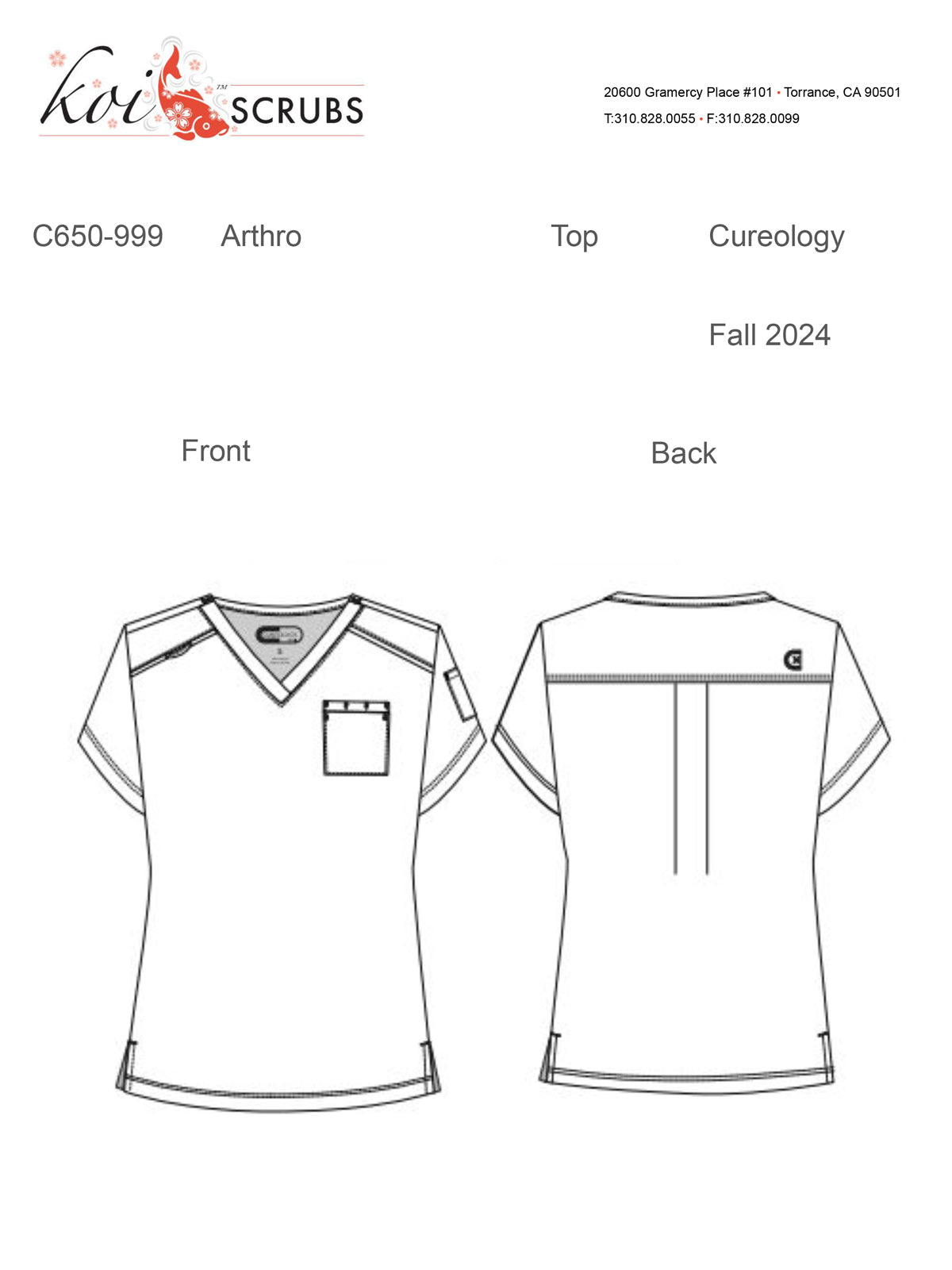 Men's Chest Pocket V-Neck Arthro Top - C650 - True Ceil