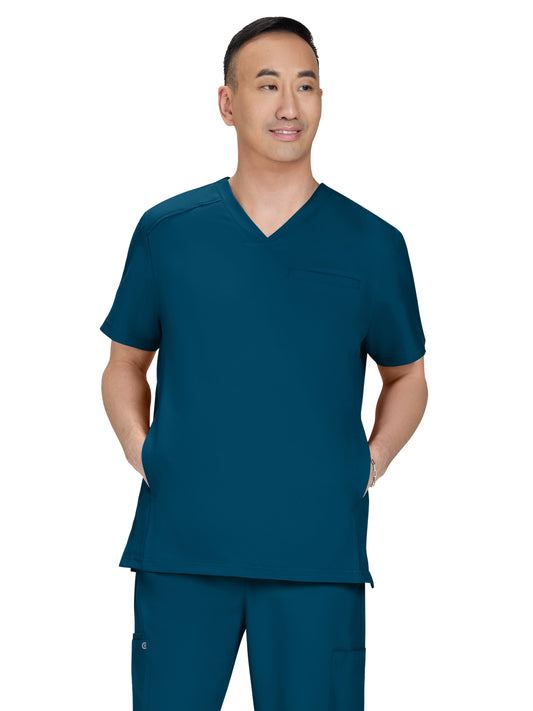 Men's Three-Pocket Stasis Scrub Top - C652 - Caribbean Blue