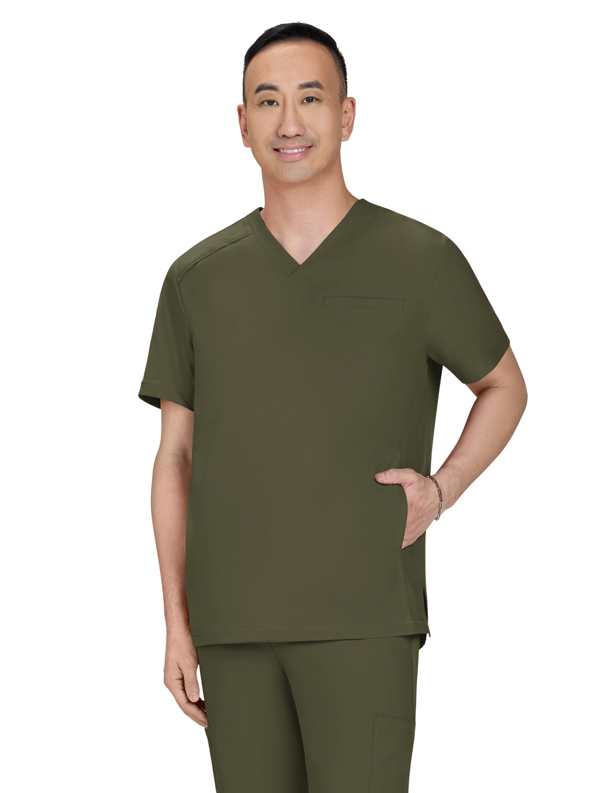 Men's Three-Pocket Stasis Scrub Top - C652 - Olive Green