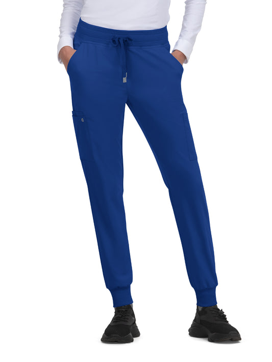 Women's 6-Pocket Ribbed Cuff Jogger Style Pulse Scrub Pant - C700 - Galaxy