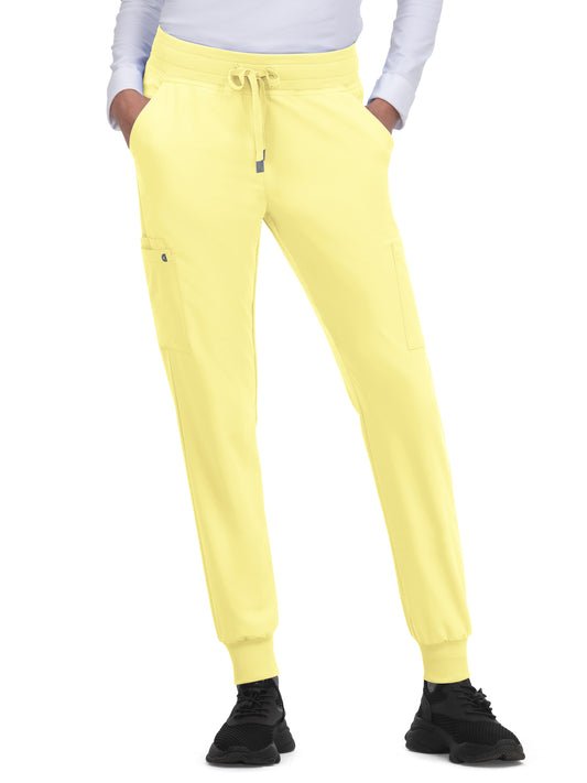 Women's 6-Pocket Ribbed Cuff Jogger Style Pulse Scrub Pant - C700 - Electric Daisy