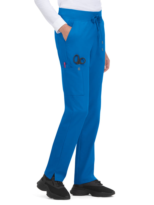 Women's Seven-Pocket Drawstring Elastic Waist Atria Pant - C701 - Royal Blue