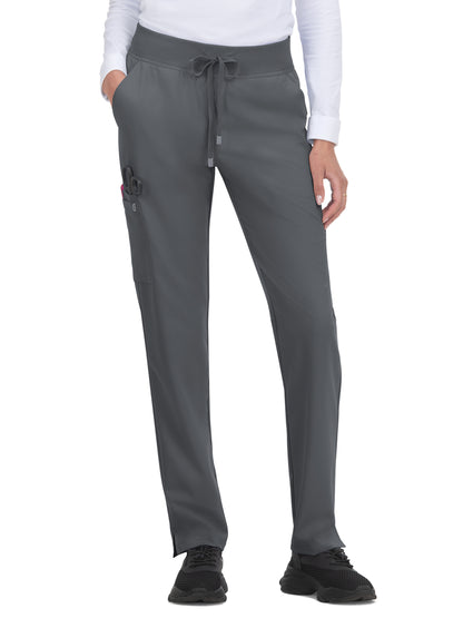 Women's Seven-Pocket Drawstring Elastic Waist Atria Pant - C701 - Pewter