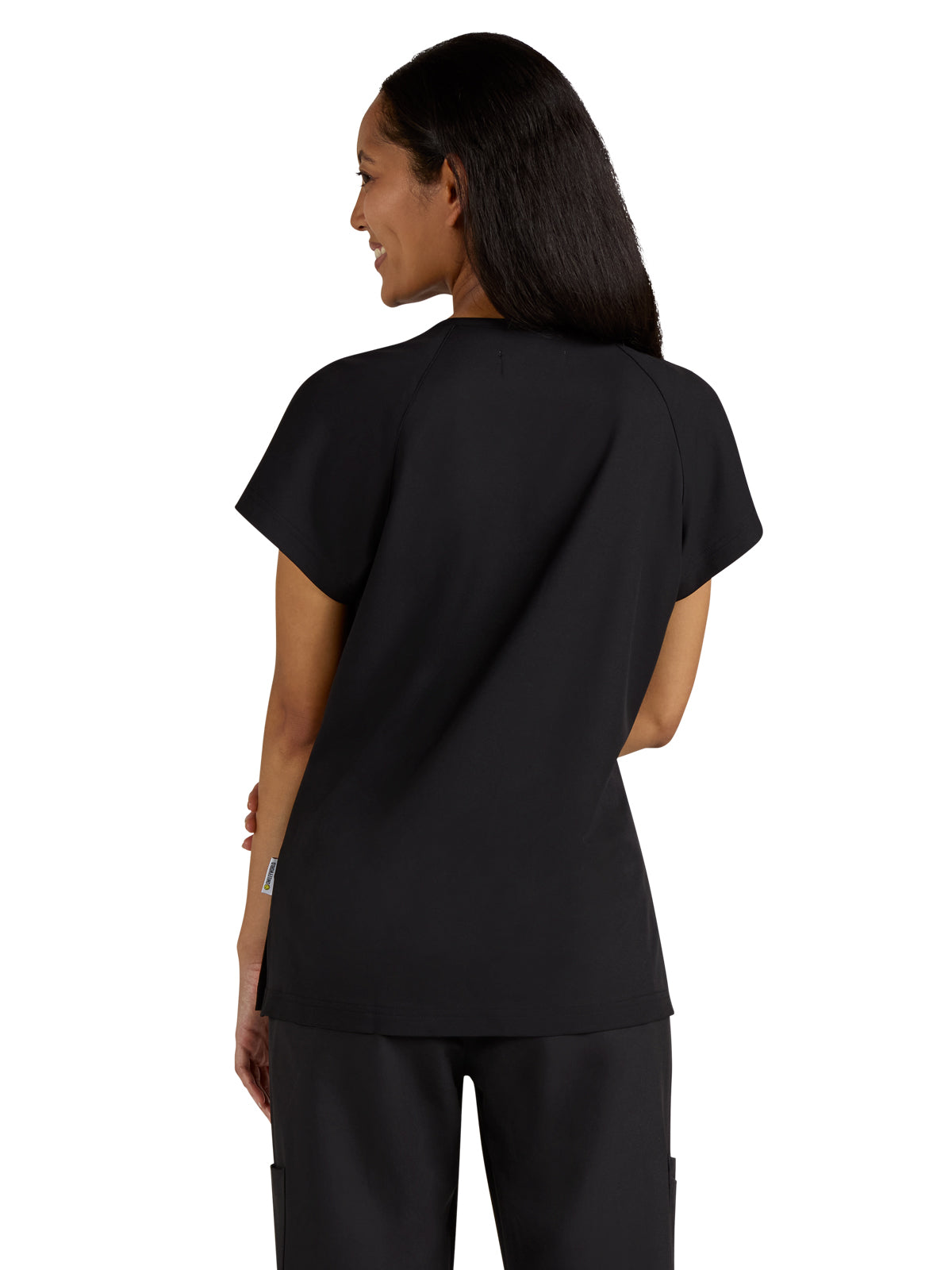 Women's Zipper Neck Ecstatic Scrub Top - S100 - Black