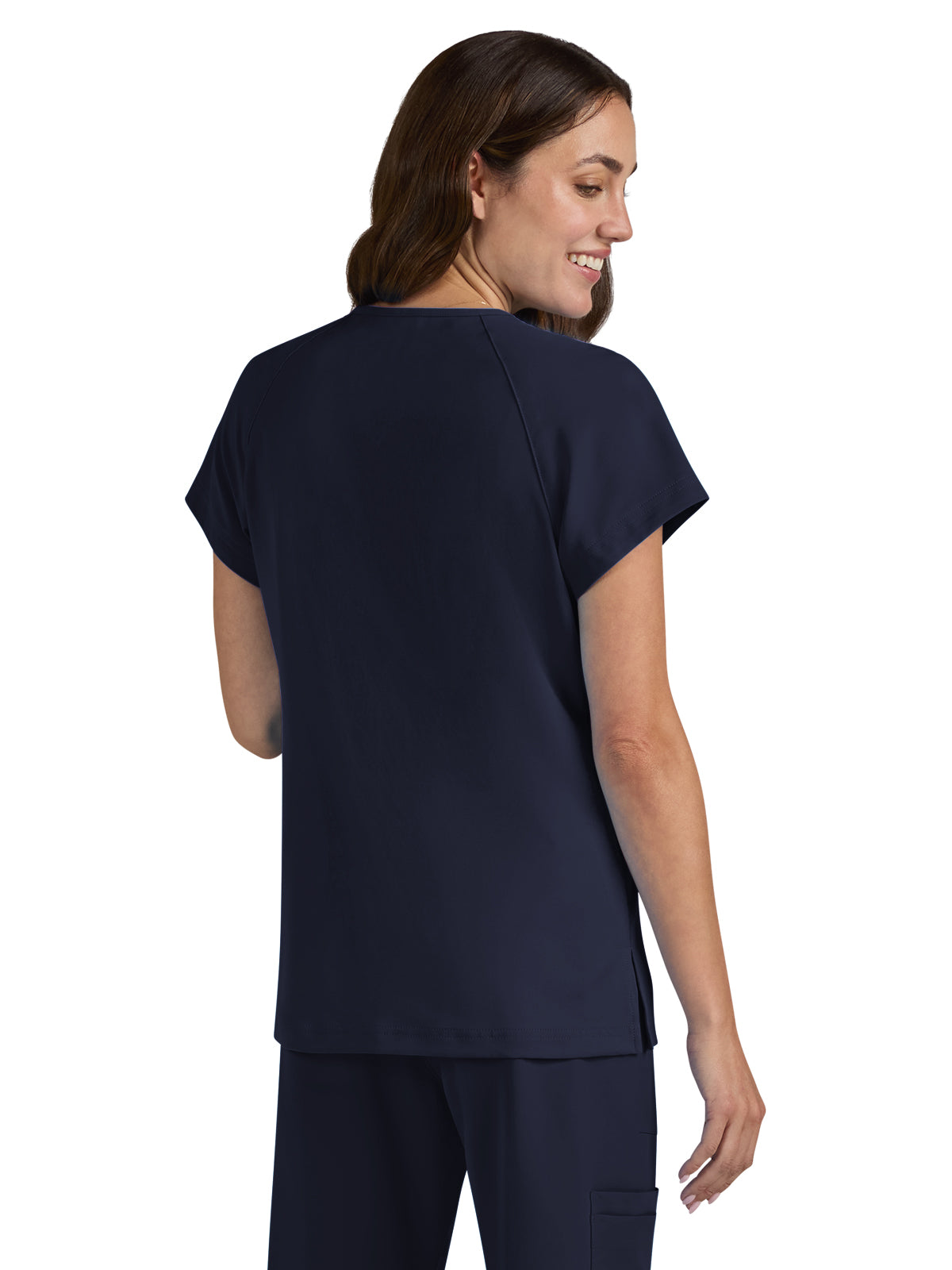 Women's Zipper Neck Ecstatic Scrub Top - S100 - Navy