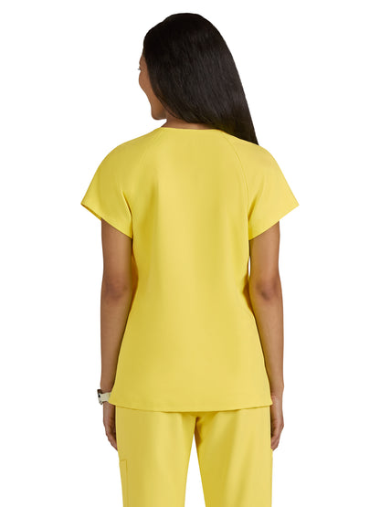 Women's Zipper Neck Ecstatic Scrub Top - S100 - Loving Yellow