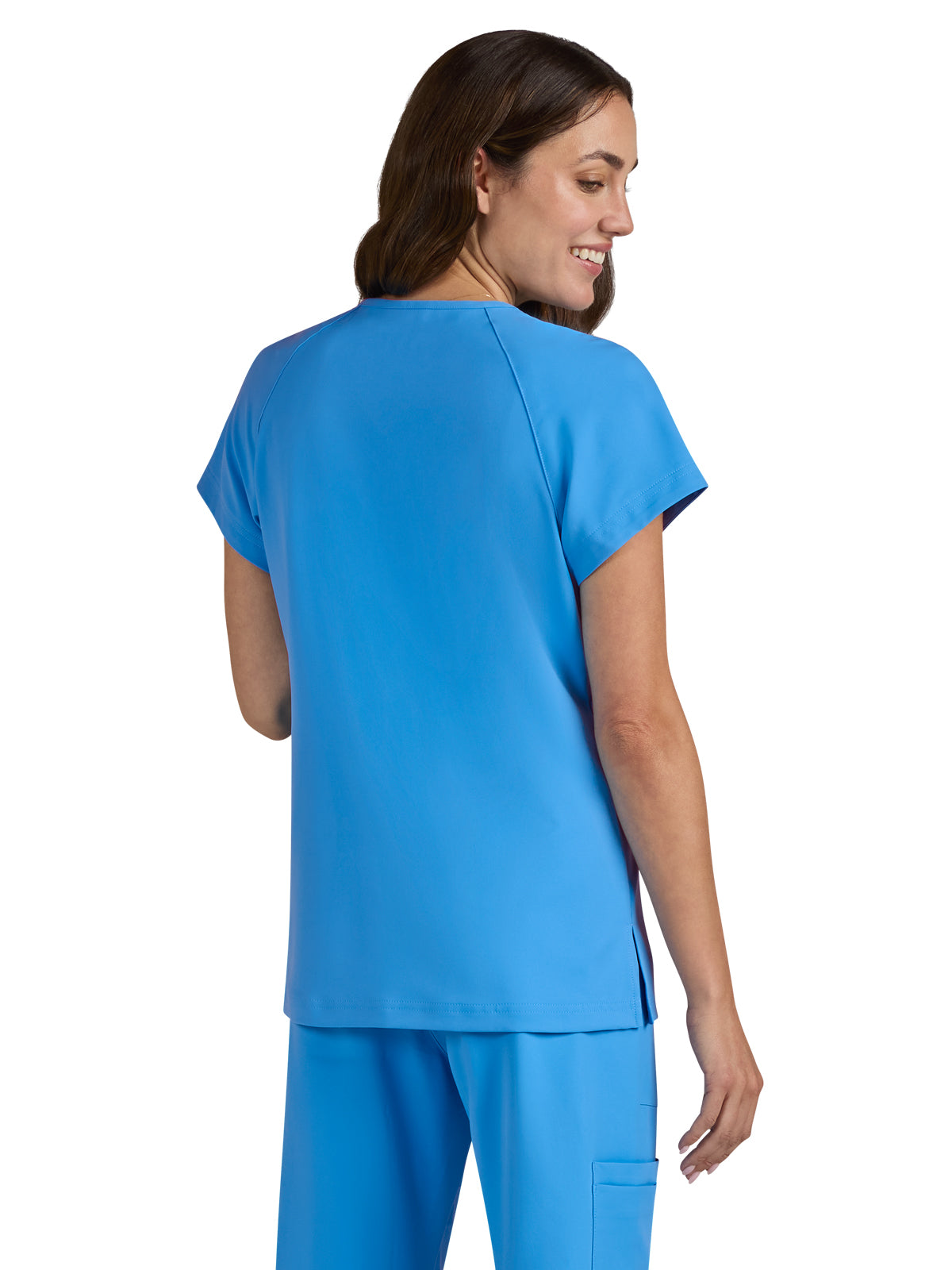 Women's Zipper Neck Ecstatic Scrub Top - S100 - Power Blue