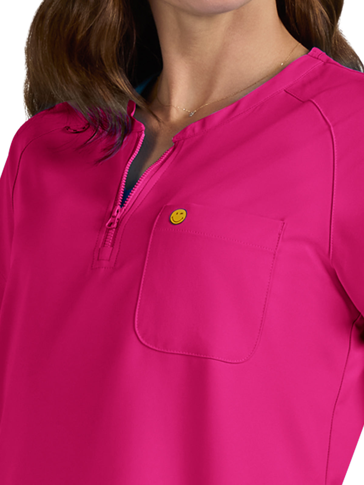 Women's Zipper Neck Ecstatic Scrub Top - S100 - Elevated Pink