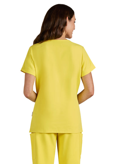 Women's 3-Pocket V-Neck Blissful Scrub Top - S101 - Loving Yellow