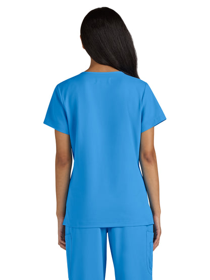 Women's 3-Pocket V-Neck Blissful Scrub Top - S101 - Power Blue