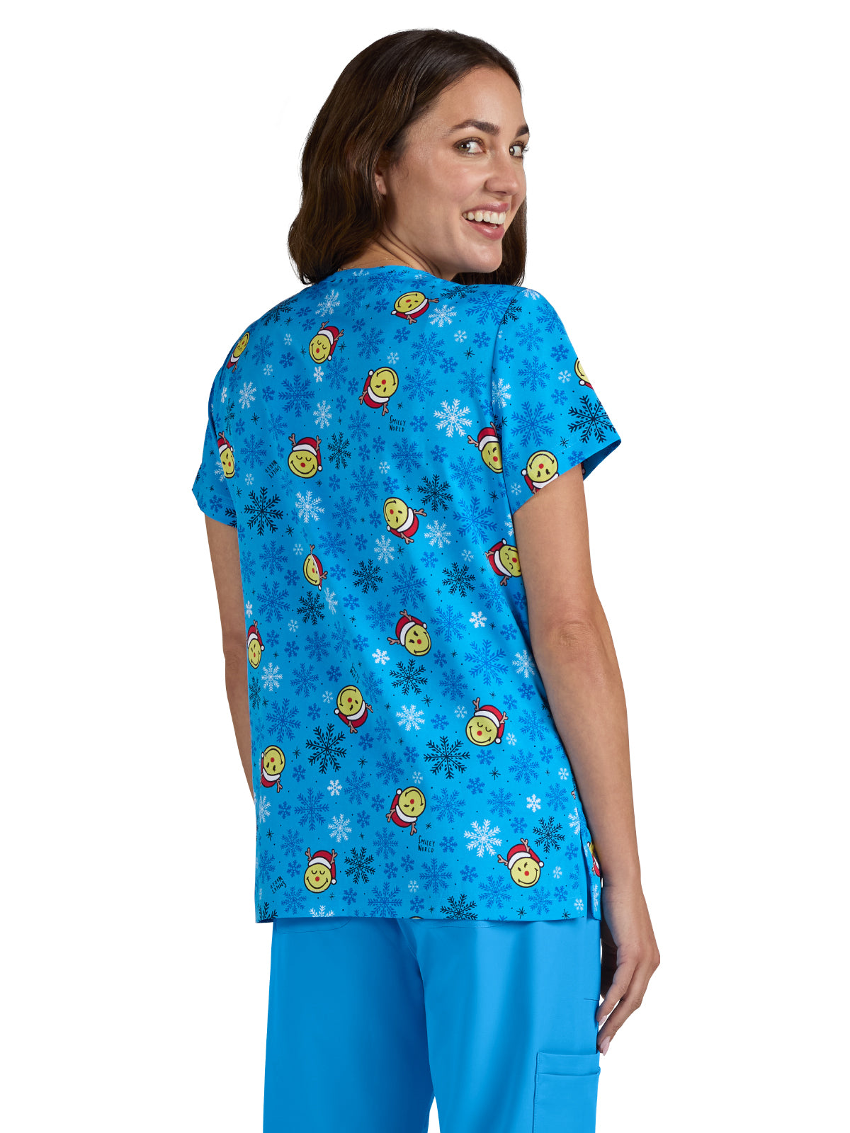 Women's Printed 3-Pocket V-Neck Adoring Scrub Top - S102PR - Feeling Jolly