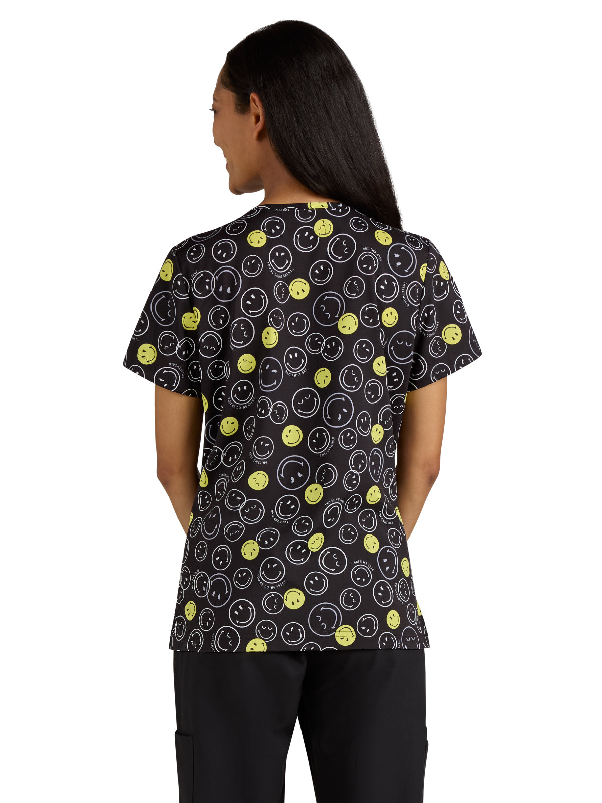 Women's Printed Split-Neck Amazed Scrub Top - S103PR - Doing Great