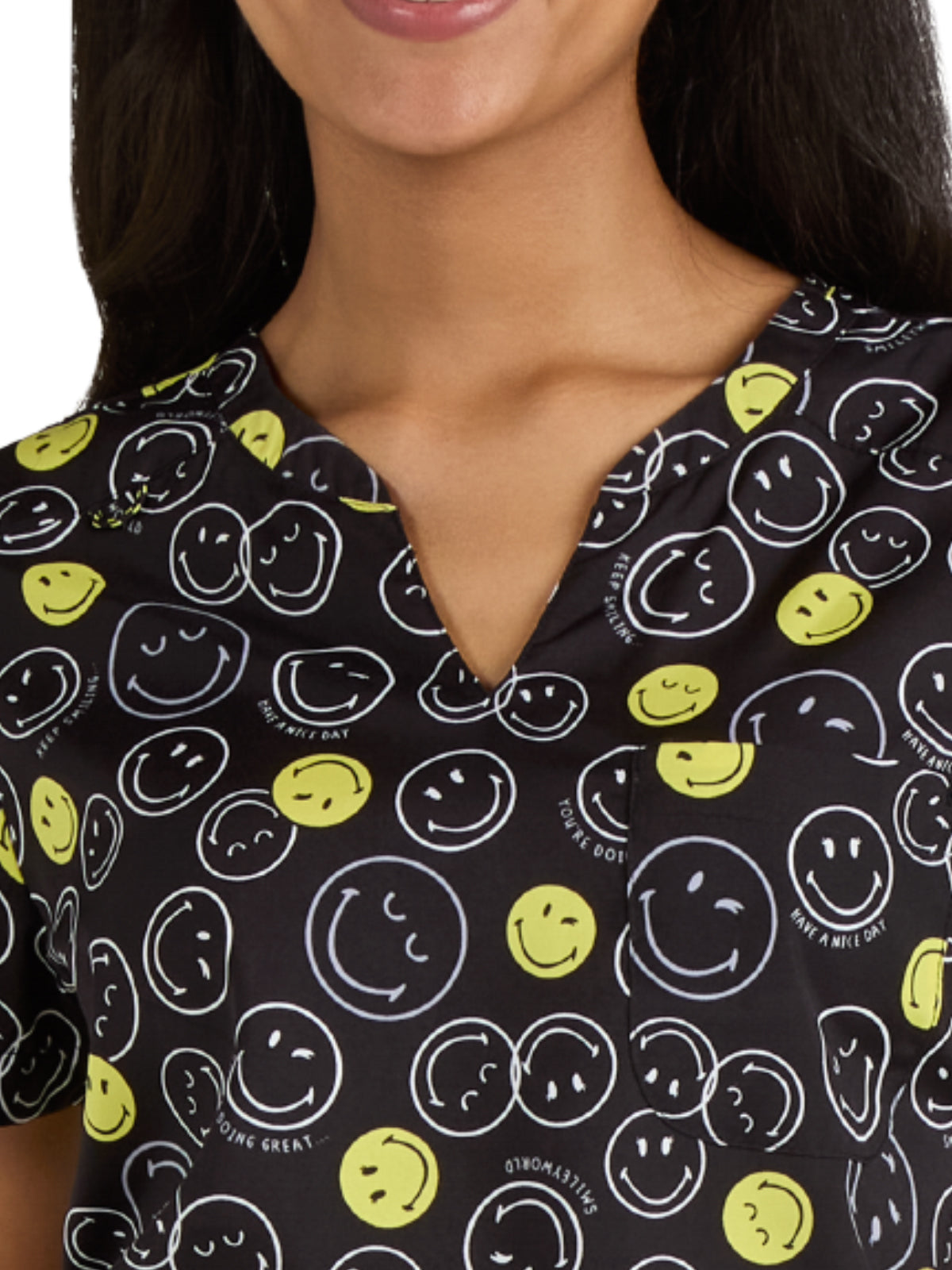 Women's Printed Split-Neck Amazed Scrub Top - S103PR - Doing Great