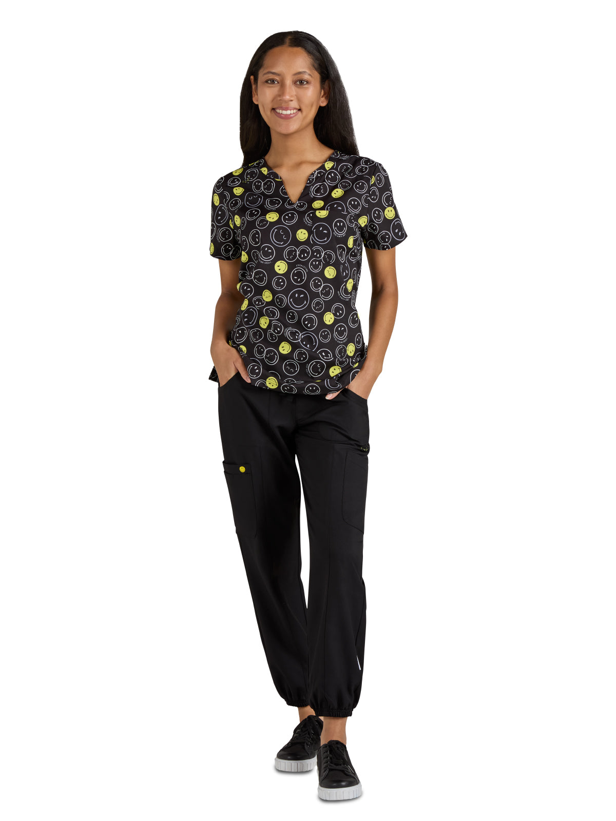 Women's Printed Split-Neck Amazed Scrub Top - S103PR - Doing Great