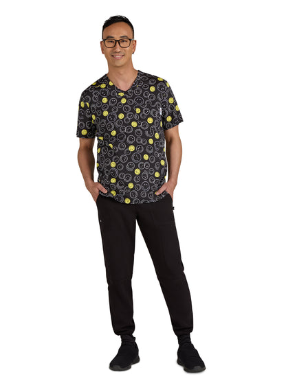 Men's Printed Classic V-Neck Scrub Top - S650PR - Doing Great