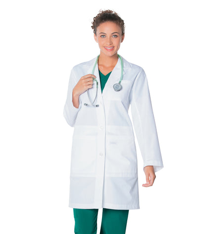 Women's Five-Pocket 36.5" Full-Length Tablet Lab Coat - 3165 - White