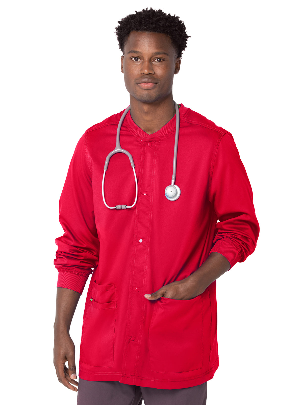 Men's 3-Pocket Crew Neck Warm-Up Jacket - 3170 - True Red