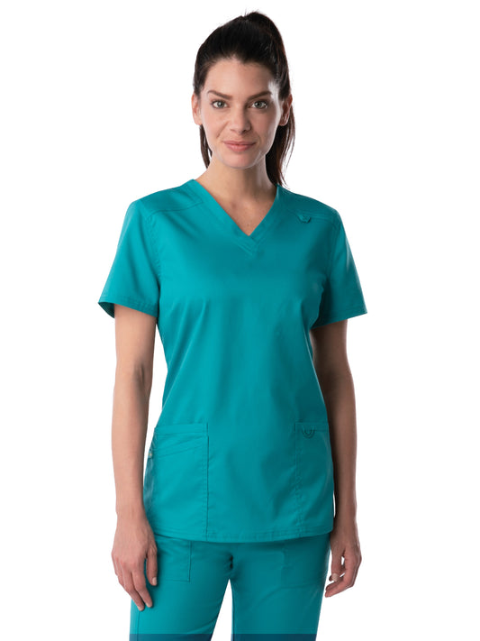 Women's Three-Pocket Fade Resistant V-Neck Top - 4160 - Teal