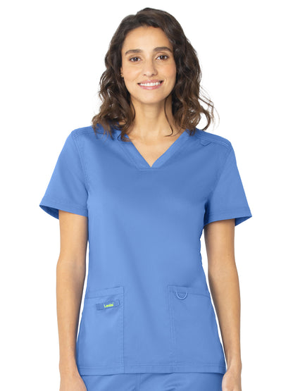 Women's 2-Pocket High-Low Hem V-Neck Scrub Top - 4168 - Ceil