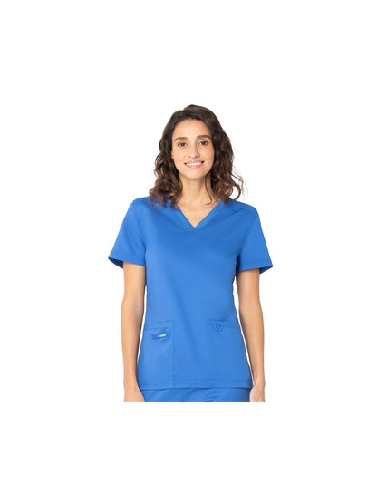 Women's 2-Pocket High-Low Hem V-Neck Scrub Top - 4168 - Royal