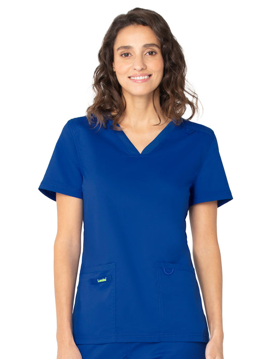 Women's 2-Pocket High-Low Hem V-Neck Scrub Top - 4168 - Galaxy