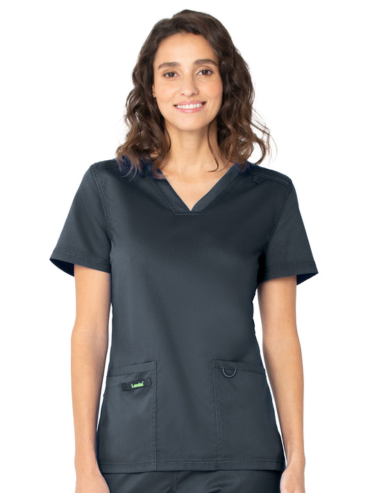 Women's 2-Pocket High-Low Hem V-Neck Scrub Top - 4168 - Graphite