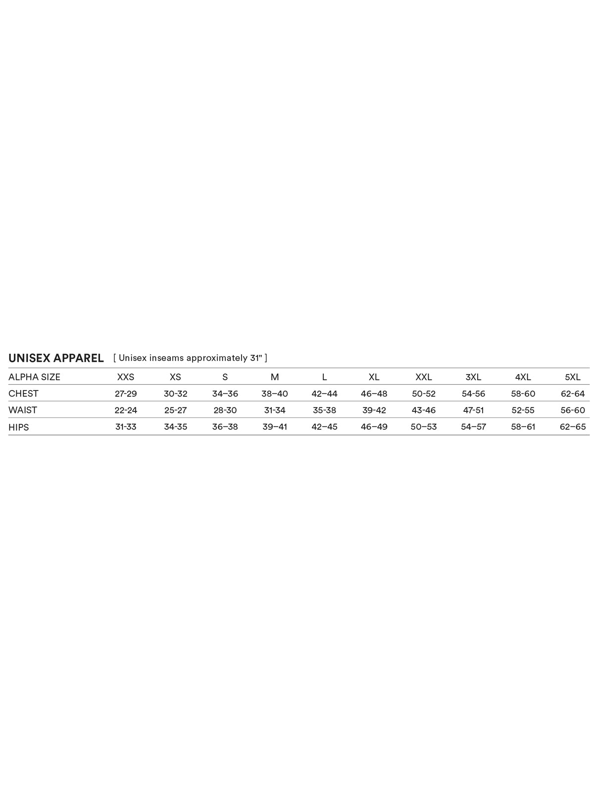 SIZECHART