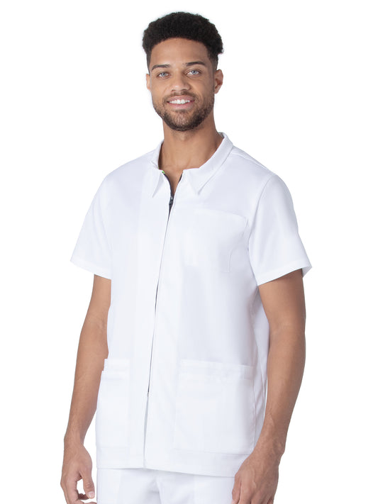 Men's 6-Pocket Notch Collar Scrub Top - 4263PRV - White