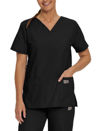 Women's Three-Pocket Clean Back V-Neck Top - 70221 - Black