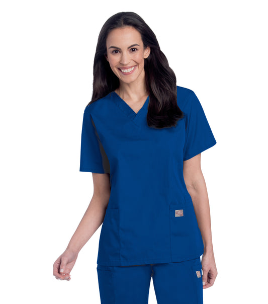 Women's 3-Pocket Clean Back V-Neck Scrub Top - 70221 - Cobalt