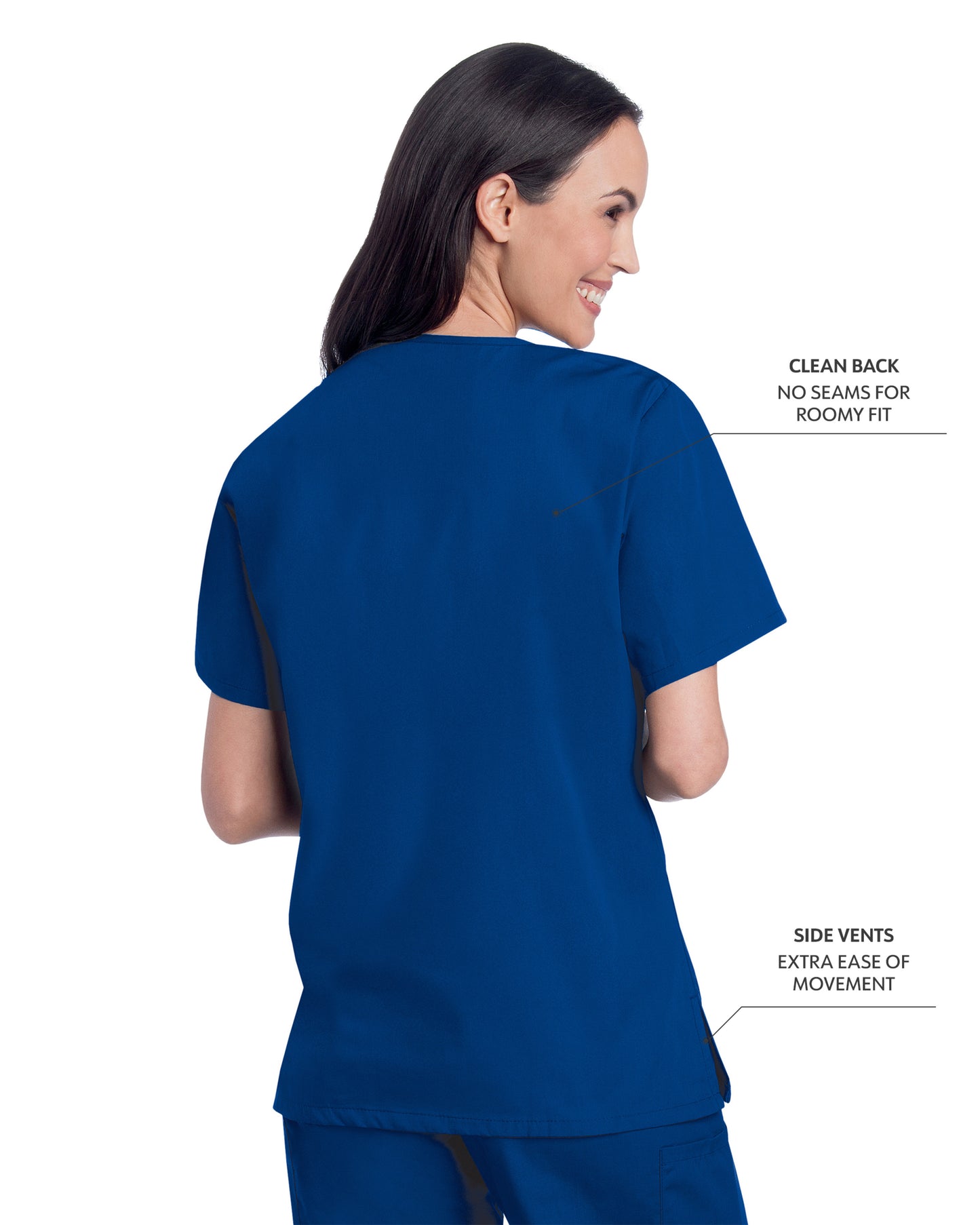 Women's 3-Pocket Clean Back V-Neck Scrub Top - 70221 - Cobalt