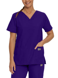 Women's Three-Pocket Clean Back V-Neck Top - 70221 - Grape