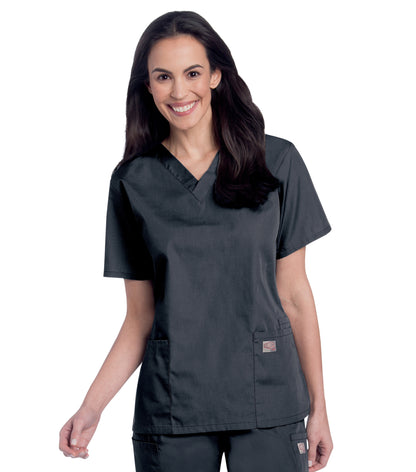 Women's Three-Pocket Clean Back V-Neck Top - 70221 - Graphite