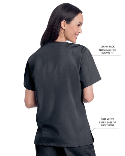 Women's 3-Pocket Clean Back V-Neck Scrub Top - 70221 - Graphite