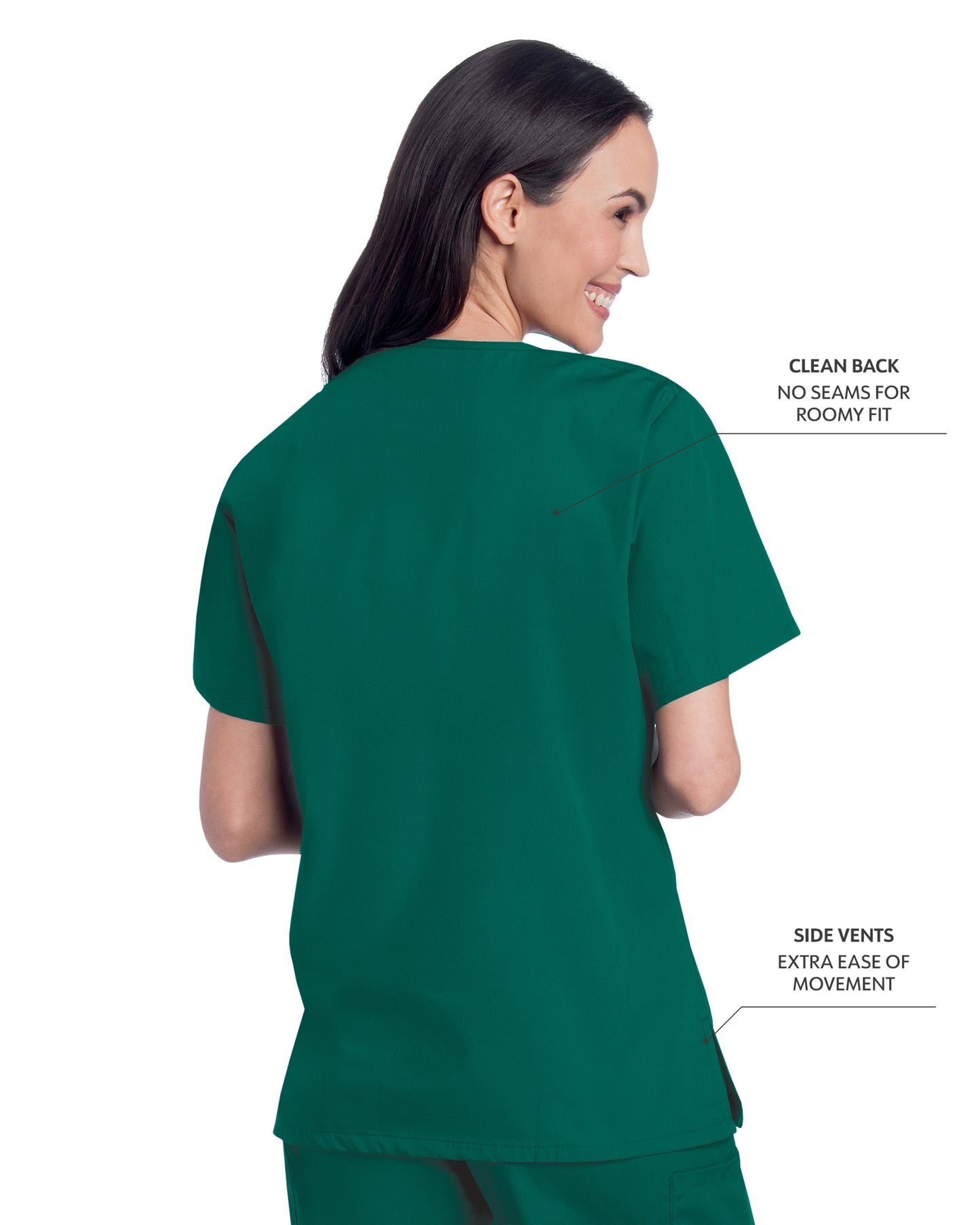 Women's 3-Pocket Clean Back V-Neck Scrub Top - 70221 - Hunter