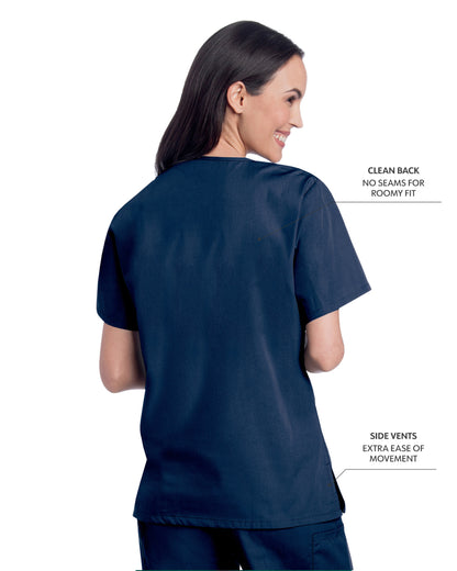 Women's 3-Pocket Clean Back V-Neck Scrub Top - 70221 - Navy