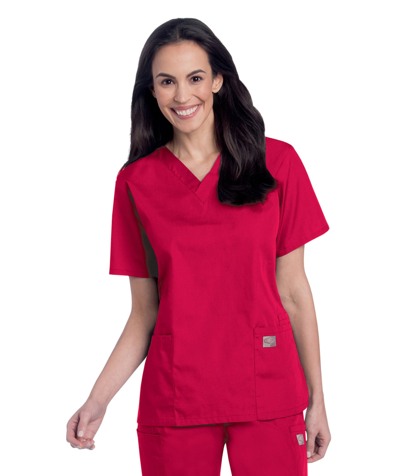 Women's 3-Pocket Clean Back V-Neck Scrub Top - 70221 - Red