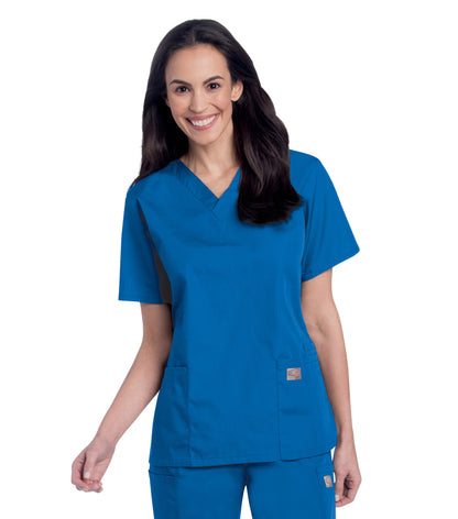 Women's 3-Pocket Clean Back V-Neck Scrub Top - 70221 - Royal Blue