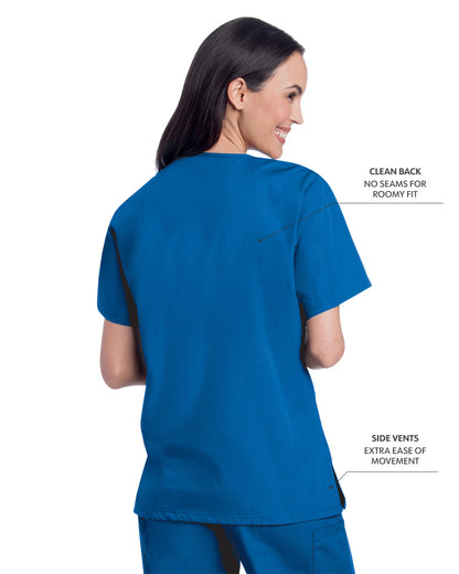 Women's 3-Pocket Clean Back V-Neck Scrub Top - 70221 - Royal Blue