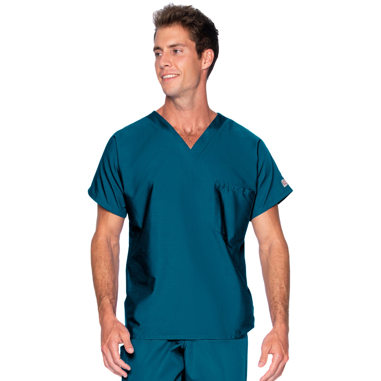 Unisex 1-Pocket Dolman Sleeve Tuckable V-Neck Scrub Top - 71221 - Caribbean